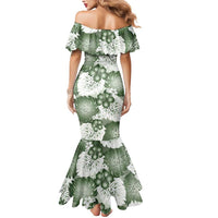 Sage Green Aloha Hawaii Mermaid Dress Monstera Hibiscus Plumeria Seamless Vibes - Polynesian Pride