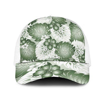 Sage Green Aloha Hawaii Mesh Trucker Cap Monstera Hibiscus Plumeria Seamless Vibes LT14 One Size White Sage Green - Polynesian Pride
