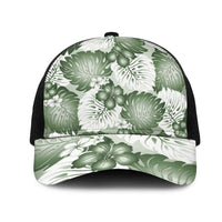 Sage Green Aloha Hawaii Mesh Trucker Cap Monstera Hibiscus Plumeria Seamless Vibes LT14 One Size Black Sage Green - Polynesian Pride