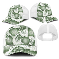 Sage Green Aloha Hawaii Mesh Trucker Cap Monstera Hibiscus Plumeria Seamless Vibes LT14 - Polynesian Pride