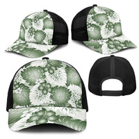 Sage Green Aloha Hawaii Mesh Trucker Cap Monstera Hibiscus Plumeria Seamless Vibes LT14 - Polynesian Pride