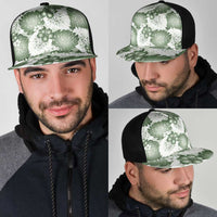 Sage Green Aloha Hawaii Mesh Trucker Cap Monstera Hibiscus Plumeria Seamless Vibes LT14 - Polynesian Pride