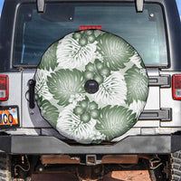 Sage Green Aloha Hawaii Spare Tire Cover Monstera Hibiscus Plumeria Seamless Vibes - Polynesian Pride