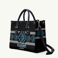 Aotearoa Atua Ranginui Leather Bag Maori Sky Father Taniko Motifs LT14 Blue - Polynesian Pride