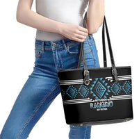 Aotearoa Atua Ranginui Leather Tote Bag Maori Sky Father Taniko Motifs LT14 - Polynesian Pride