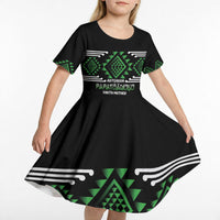 Aotearoa Atua Papatuanuku Personalised Kid Short Sleeve Dress Maori Earth Mother Taniko Motifs LT14 - Polynesian Pride