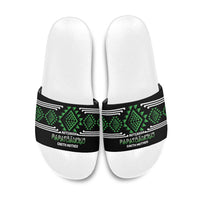Aotearoa Atua Papatuanuku Slide Sandals Maori Earth Mother Taniko Motifs LT14 Green - Polynesian Pride