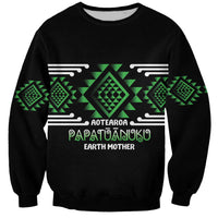 Aotearoa Atua Papatuanuku Personalised Sweatshirt Maori Earth Mother Taniko Motifs LT14 Unisex Green - Polynesian Pride