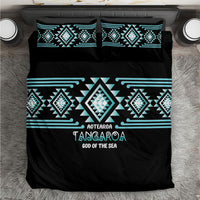 Aotearoa Atua Tangaroa Bedding Set Maori God Of The Sea Taniko Motifs LT14 Turquoise - Polynesian Pride