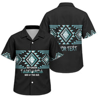 Aotearoa Atua Tangaroa Personalised Family Matching Off Shoulder Maxi Dress and Hawaiian Shirt Maori God Of The Sea Taniko Motifs LT14 Son's Shirt Turquoise - Polynesian Pride