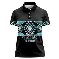 Aotearoa Atua Tangaroa Personalised Women Polo Shirt Maori God Of The Sea Taniko Motifs LT14 Female Turquoise - Polynesian Pride