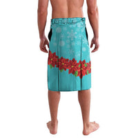 Hawaii Christmas Lavalava Mele Kalikimaka Poinsettia Lei - Cyan LT14 - Polynesian Pride