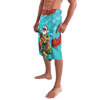 Hawaii Christmas Lavalava Mele Kalikimaka Poinsettia Lei - Cyan LT14 - Polynesian Pride