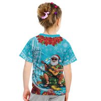 Hawaii Christmas Kid T Shirt Mele Kalikimaka Poinsettia Lei Polynesian - Blue