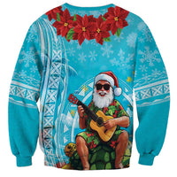 Hawaii Christmas Sweatshirt Mele Kalikimaka Poinsettia Lei Polynesian - Blue LT14 - Polynesian Pride