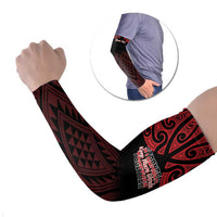 Personalised Keep Maori Wards New Zealand Arm Sleeves Stronger Together Aotearoa Taniko LT14 Set of 2 Black - Polynesian Pride