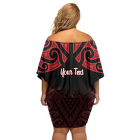 Personalised Keep Maori Wards New Zealand Family Matching Off Shoulder Short Dress and Hawaiian Shirt Stronger Together Aotearoa Taniko - Polynesian Pride