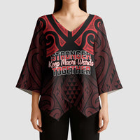 Personalised Keep Maori Wards New Zealand Kimono Sleeve Blouse Stronger Together Aotearoa Taniko - Polynesian Pride