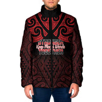 Personalised Keep Maori Wards New Zealand Padded Jacket Stronger Together Aotearoa Taniko - Polynesian Pride