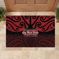 Keep Maori Wards New Zealand Rubber Doormat Stronger Together Aotearoa Taniko - Polynesian Pride