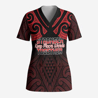 Personalised Keep Maori Wards New Zealand Scrub Top Stronger Together Aotearoa Taniko - Polynesian Pride