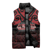 Personalised Keep Maori Wards New Zealand Sleeveless Puffer Jacket Stronger Together Aotearoa Taniko - Polynesian Pride