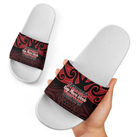 Keep Maori Wards New Zealand Slide Sandals Stronger Together Aotearoa Taniko - Polynesian Pride