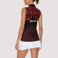 Personalised Keep Maori Wards New Zealand Women Sleeveless Polo Shirt Stronger Together Aotearoa Taniko - Polynesian Pride