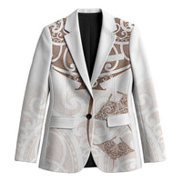 New Zealand Manta Ray Tattoo Blazer Aotearoa Maori Haehae Beige - Polynesian Pride