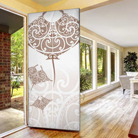 New Zealand Manta Ray Tattoo Door Cover Aotearoa Maori Haehae Beige - Polynesian Pride