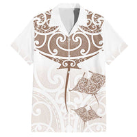 New Zealand Manta Ray Tattoo Family Matching Summer Maxi Dress and Hawaiian Shirt Aotearoa Maori Haehae Beige - Polynesian Pride