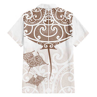 New Zealand Manta Ray Tattoo Hawaiian Shirt Aotearoa Maori Haehae Beige - Polynesian Pride