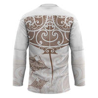 New Zealand Manta Ray Tattoo Hockey Jersey Aotearoa Maori Haehae Beige LT14 - Polynesian Pride