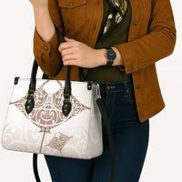 New Zealand Manta Ray Tattoo Leather Bag Aotearoa Maori Haehae Beige - Polynesian Pride