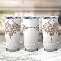 New Zealand Manta Ray Tattoo Tumbler Cup Aotearoa Maori Haehae Beige - Polynesian Pride