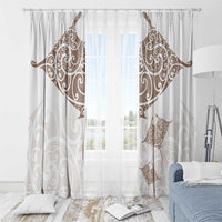 New Zealand Manta Ray Tattoo Window Curtain Aotearoa Maori Haehae Beige - Polynesian Pride