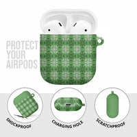 Green Hawaiian Quilt AirPods Case Hawaii Pineapple Monstera Palaka Motifs LT14 - Polynesian Pride