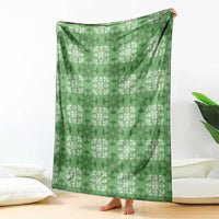 Green Hawaiian Quilt Blanket Hawaii Pineapple Monstera Palaka Motifs - Polynesian Pride