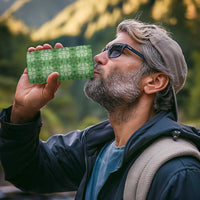 Green Hawaiian Quilt 4 in 1 Can Cooler Tumbler Hawaii Pineapple Monstera Palaka Motifs - Polynesian Pride