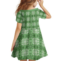 Green Hawaiian Quilt Family Matching Off Shoulder Maxi Dress and Hawaiian Shirt Hawaii Pineapple Monstera Palaka Motifs - Polynesian Pride