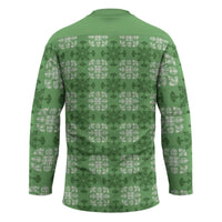 Green Hawaiian Quilt Hockey Jersey Hawaii Pineapple Monstera Palaka Motifs LT14 - Polynesian Pride