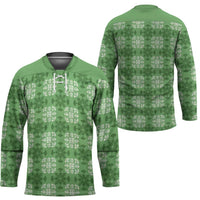 Green Hawaiian Quilt Hockey Jersey Hawaii Pineapple Monstera Palaka Motifs LT14 - Polynesian Pride
