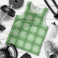 Green Hawaiian Quilt Men Tank Top Hawaii Pineapple Monstera Palaka Motifs - Polynesian Pride