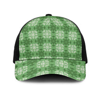 Green Hawaiian Quilt Mesh Trucker Cap Hawaii Pineapple Monstera Palaka Motifs LT14 One Size Black Green - Polynesian Pride