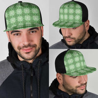 Green Hawaiian Quilt Mesh Trucker Cap Hawaii Pineapple Monstera Palaka Motifs LT14 - Polynesian Pride