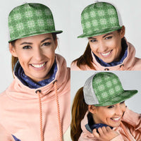 Green Hawaiian Quilt Mesh Trucker Cap Hawaii Pineapple Monstera Palaka Motifs LT14 - Polynesian Pride