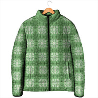 Green Hawaiian Quilt Padded Jacket Hawaii Pineapple Monstera Palaka Motifs - Polynesian Pride