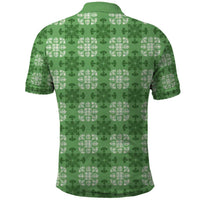 Green Hawaiian Quilt Polo Shirt Hawaii Pineapple Monstera Palaka Motifs - Polynesian Pride