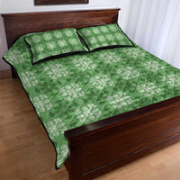 Green Hawaiian Quilt Quilt Bed Set Hawaii Pineapple Monstera Palaka Motifs - Polynesian Pride