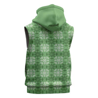Green Hawaiian Quilt Sleeveless Zip Hoodie Hawaii Pineapple Monstera Palaka Motifs LT14 - Polynesian Pride